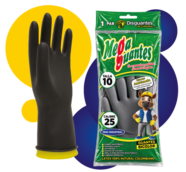 Guante de látex natural Mega Guante Calibre 35